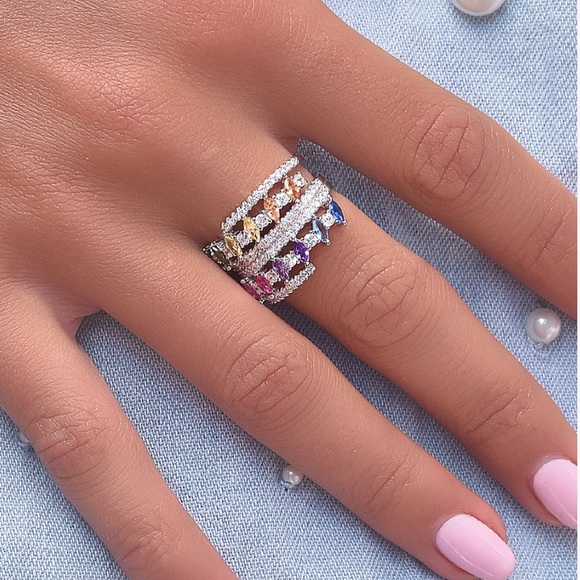 Layered Marquise Ring with Swarovski Crystals NWT - Picture 2 of 3